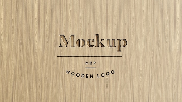 PSD maqueta de logotipo de madera