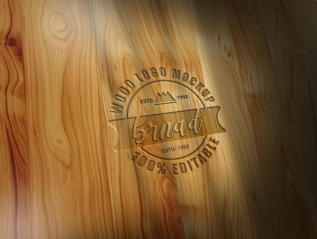 Maqueta de logotipo de madera