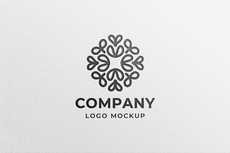 PSD maqueta de logotipo negro moderno simple en papel prensado blanco