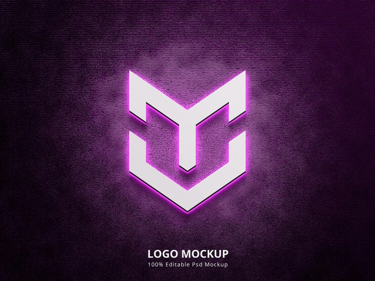 PSD maqueta de logotipo de neón 3d