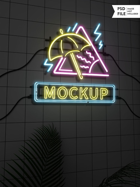 maqueta de logotipo de neón colorido