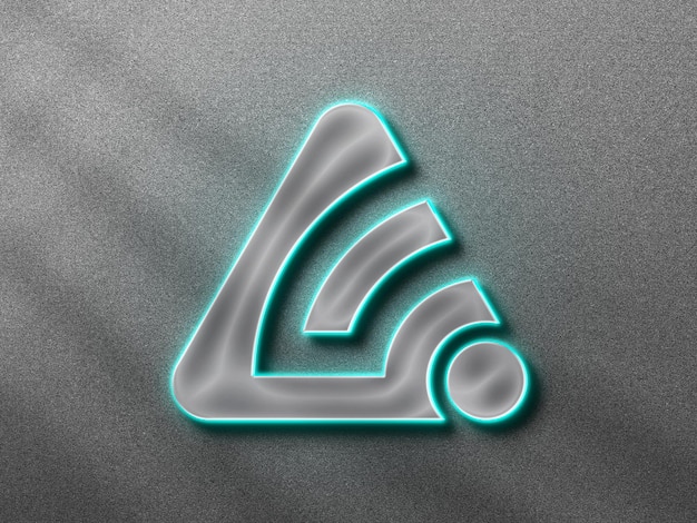 Maqueta de logotipo de neón de luz plateada 3d