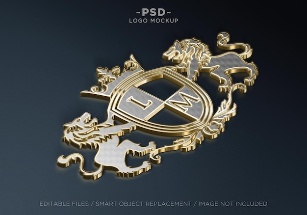 PSD maqueta de logotipo de oro plateado de lujo