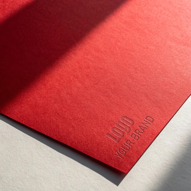Maqueta del logotipo en papel rojo en relieve