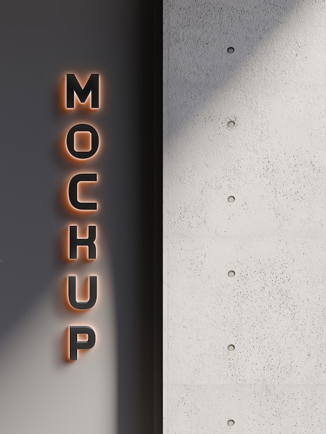 Maqueta de logotipo de pared en 3D con sombra