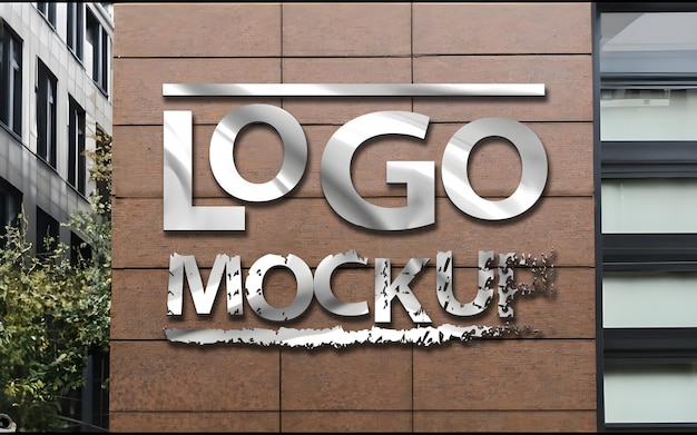 Maqueta de logotipo de pared en 3D