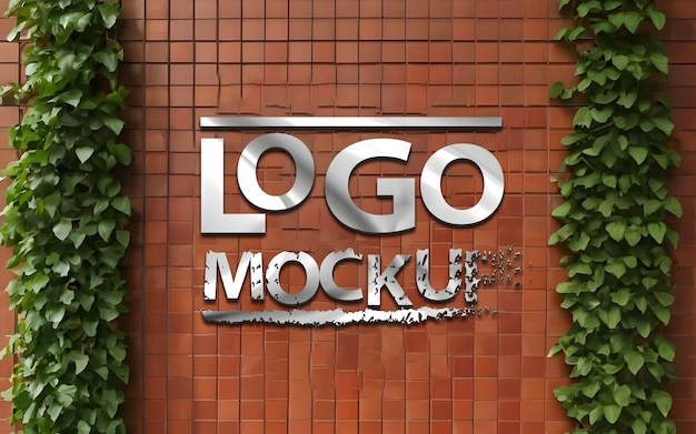 Maqueta de logotipo de pared en 3D