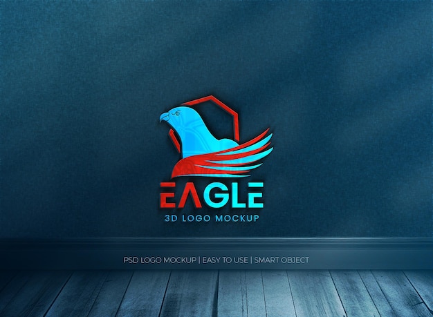 Maqueta de logotipo de pared realista 3D PSD