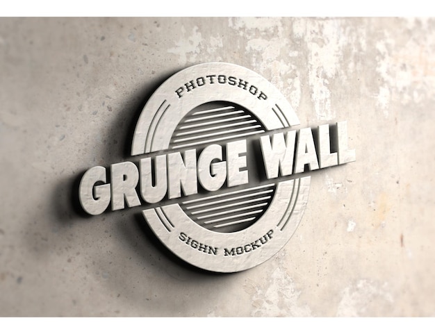 Maqueta del logotipo en la pared