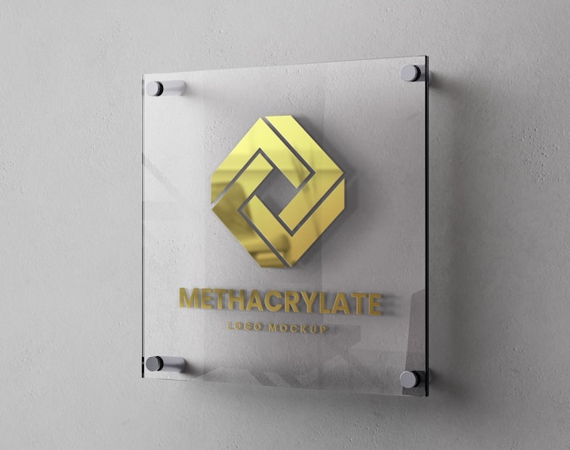 Maqueta del logotipo en la placa de identificación de metacrilato