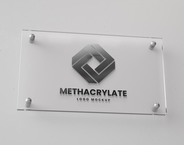 Maqueta del logotipo en la placa de identificación de metacrilato