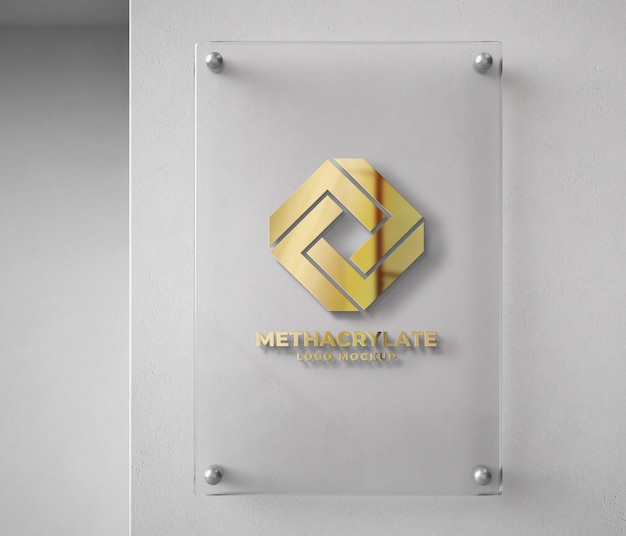Maqueta del logotipo en la placa de identificación de metacrilato