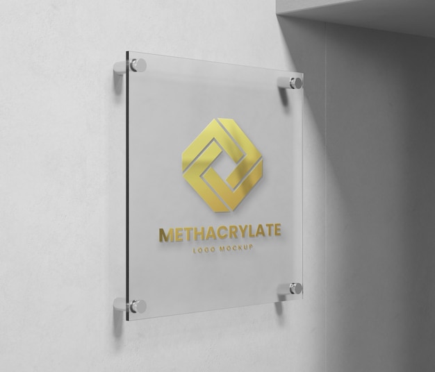 Maqueta del logotipo en la placa de identificación de metacrilato