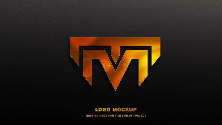 PSD maqueta del logotipo de psd letra m sobre fondo gris