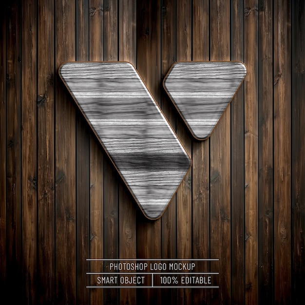 Maqueta de logotipo realista en 3D en una pared de madera