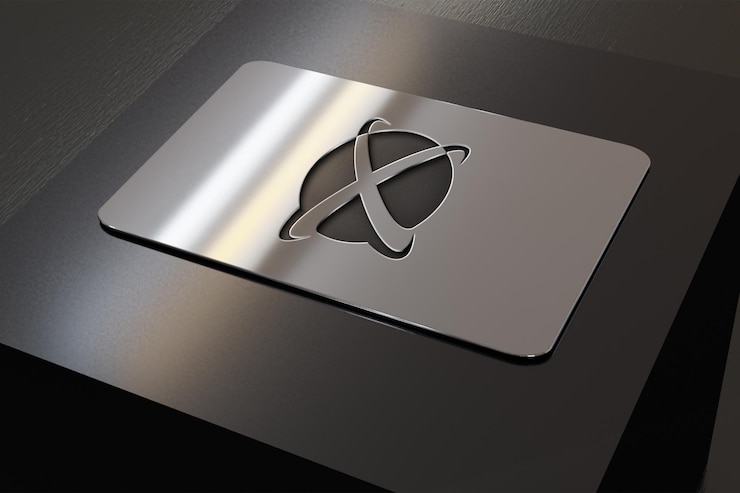 PSD maqueta de logotipo recortado de tarjeta de visita plateada de lujo