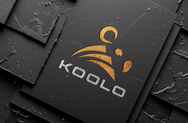 Maqueta de logotipo en relieve en papel artesanal negro