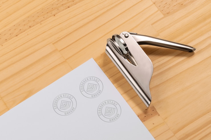 PSD maqueta de logotipo en relieve de sello de metal