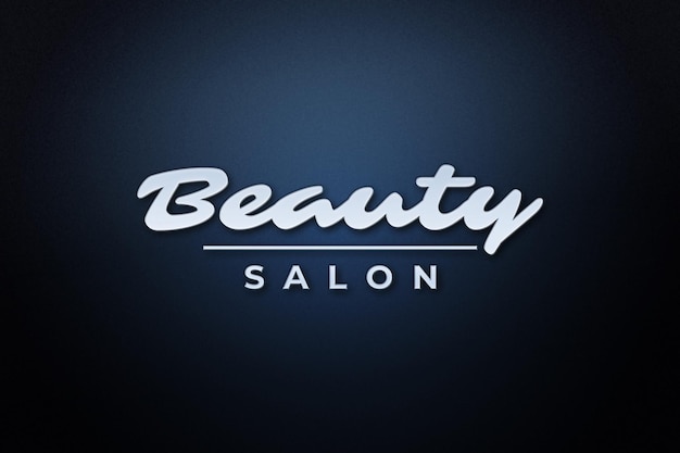 Maqueta del logotipo del salón de belleza en la pared del panel