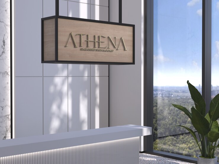 Maqueta del logotipo de la señalización de madera