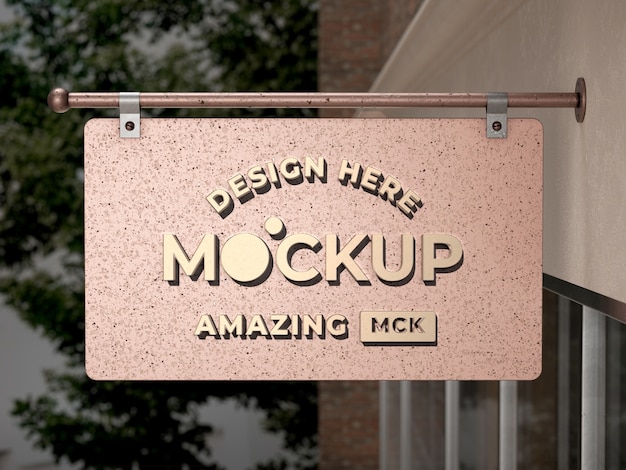 Maqueta de logotipo de señalización metálica