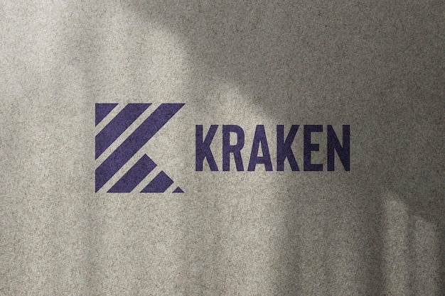 Maqueta de logotipo sobre fondo de textura gris con sombra superpuesta