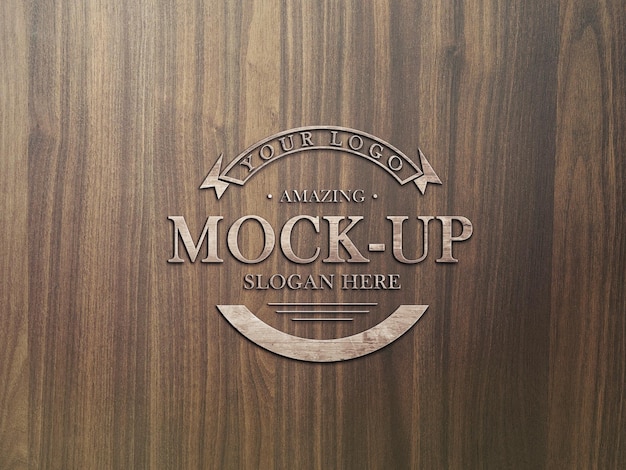Maqueta de logotipo con superficie de madera Maqueta de Logotipo en madera