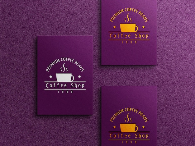 Maqueta de logotipo de tarjeta de visita de café con efecto en relieve y grabado