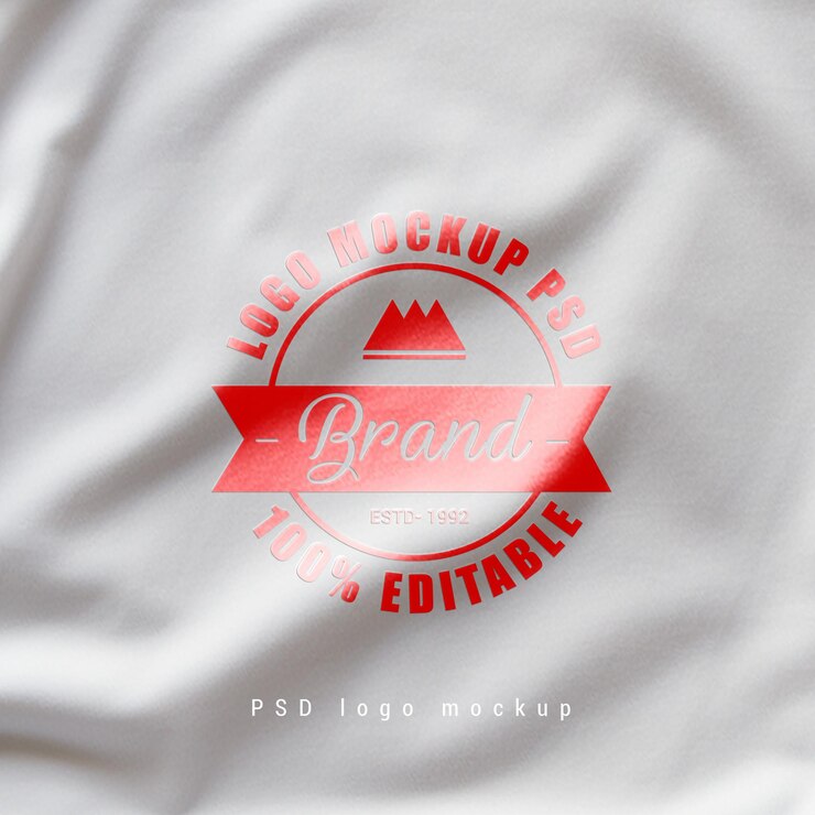 Maqueta de logotipo de tela fotorrealista de PSD