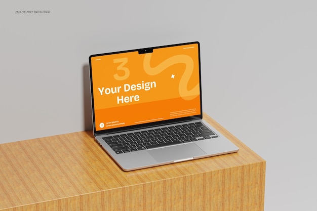 Maqueta de Macbook en un escritorio de madera