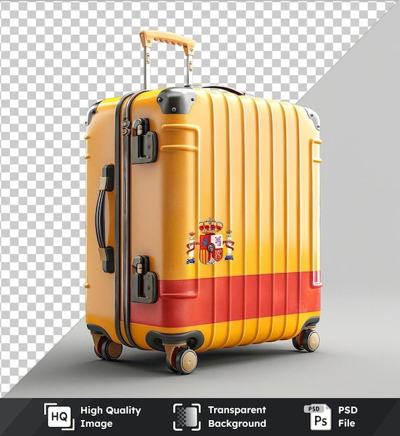 PSD maqueta de maleta de viaje con la bandera de españa en ella