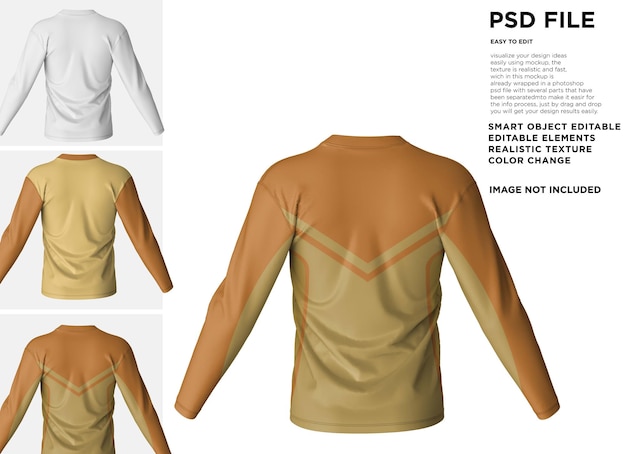 PSD maqueta de manga larga con cuello en v de camiseta polo
