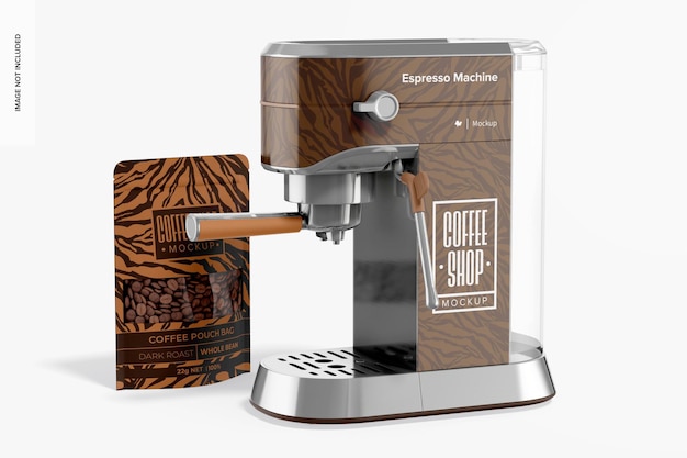 Maqueta de máquina de espresso con café Bagmoder