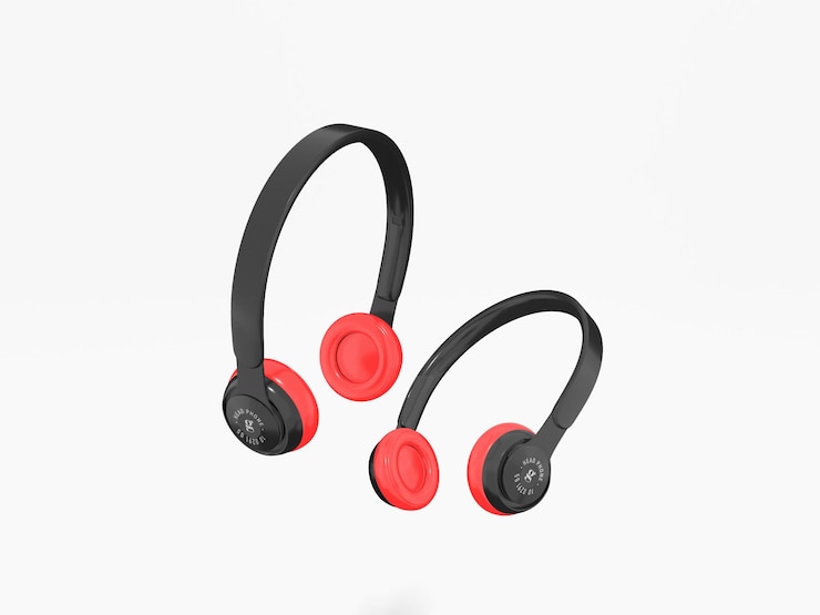 PSD maqueta de marca de auriculares minimalista moderna