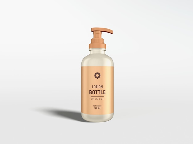 Maqueta de marca de botella de bomba de loción corporal de plástico brillante