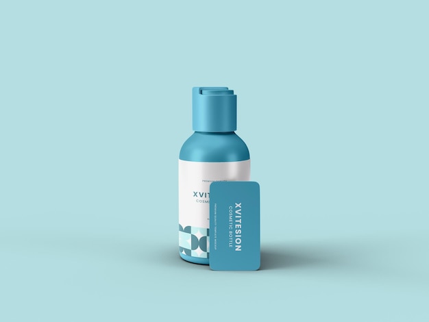 Maqueta de marca de botella cosmética brillante