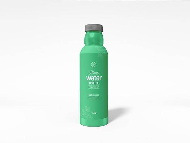Maqueta de marca de botella de frasco de agua de metal brillante