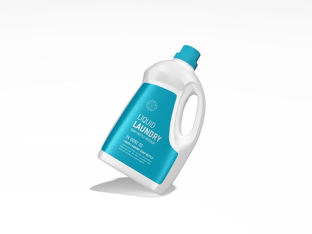 PSD maqueta de marca de botella de jabón líquido de lavandería de plástico brillante
