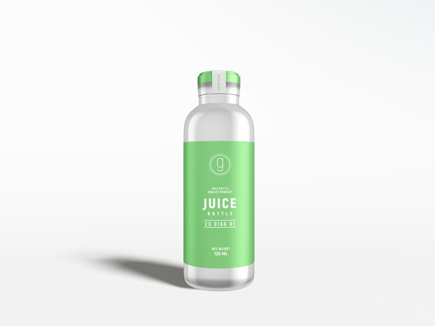 PSD maqueta de marca de botella de jugo de vidrio transparente