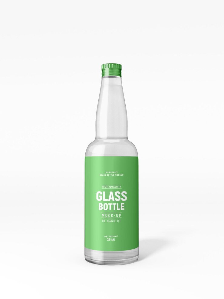 PSD maqueta de marca de botella de vidrio de bebida transparente