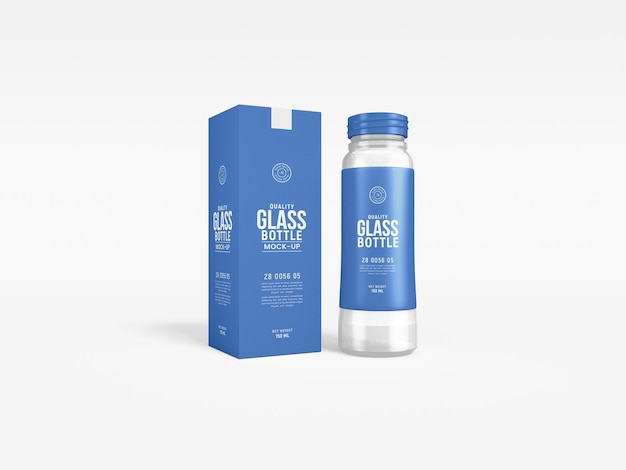 Maqueta de marca de botella de vidrio de bebida transparente