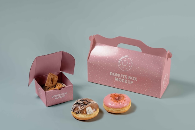 Maqueta de marca de caja de donas de estudio