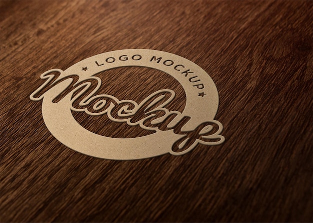 PSD maqueta de marca de madera para el logotipo