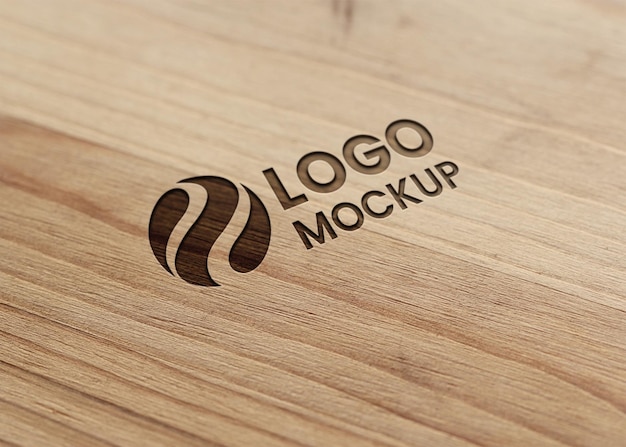 Maqueta de marca de madera para el logotipo