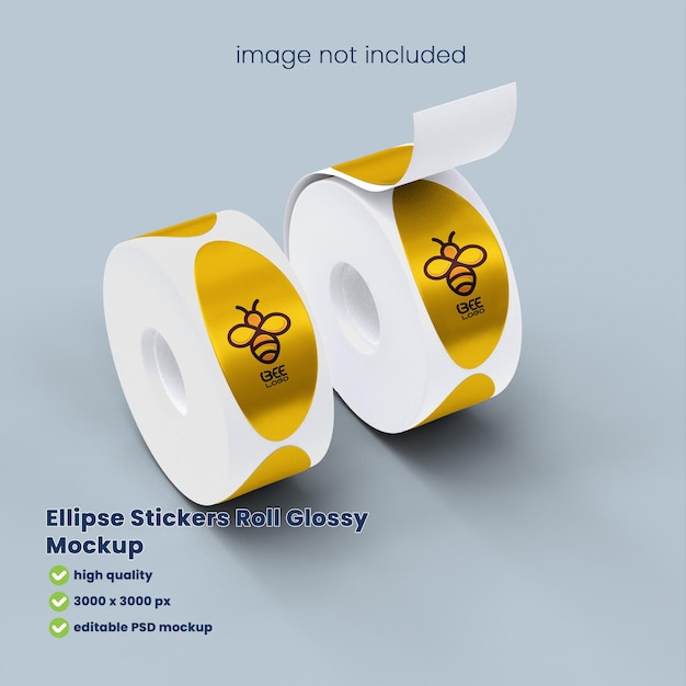 Maqueta de marca de rollo de etiqueta adhesiva elipse