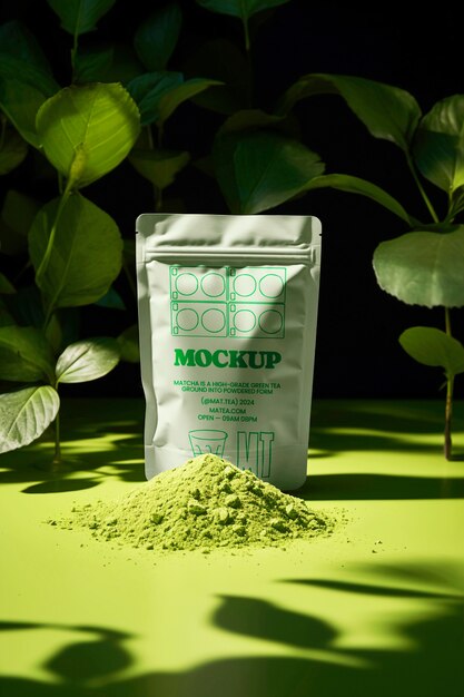 PSD maqueta de la marca de té matcha