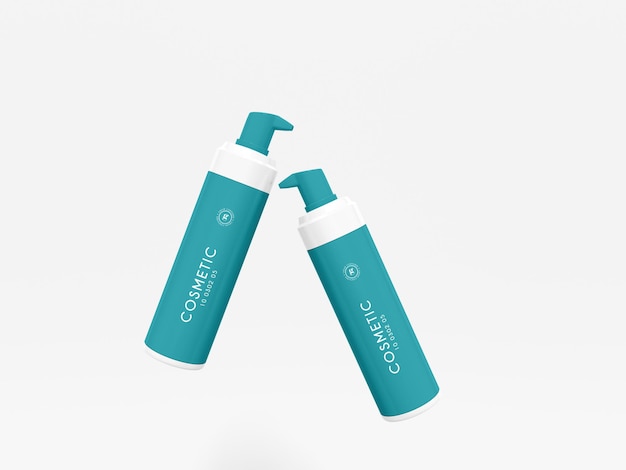 Maqueta de marca de tubo de bomba de crema cosmética