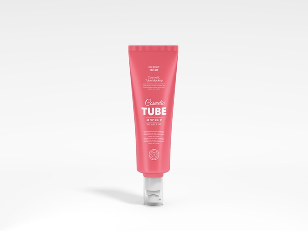 Maqueta de marca de tubo de crema cosmética de plástico brillante