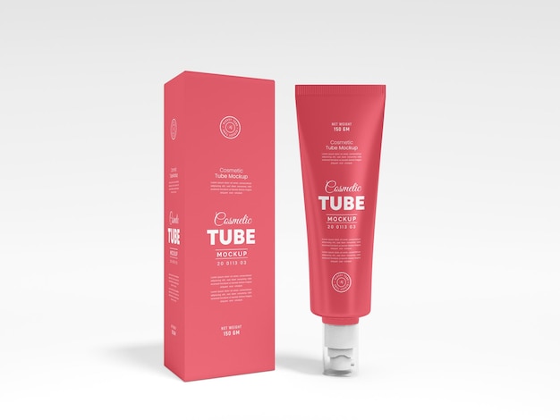 Maqueta de marca de tubo de crema cosmética de plástico brillante