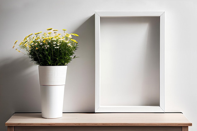 Maqueta de marco en blanco en interior de estilo escandinavo